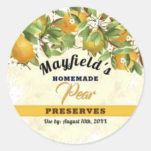Pears Fruit Canning   Jam Jar Classic Round Sticker