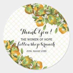 Pears Fruit on Trellis   Thank You Classic Round Sticker
