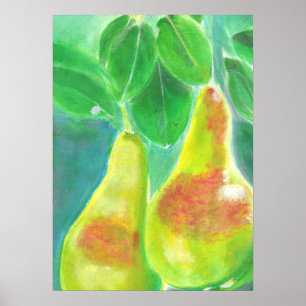 Pears Hanging from Tree Painting Poster