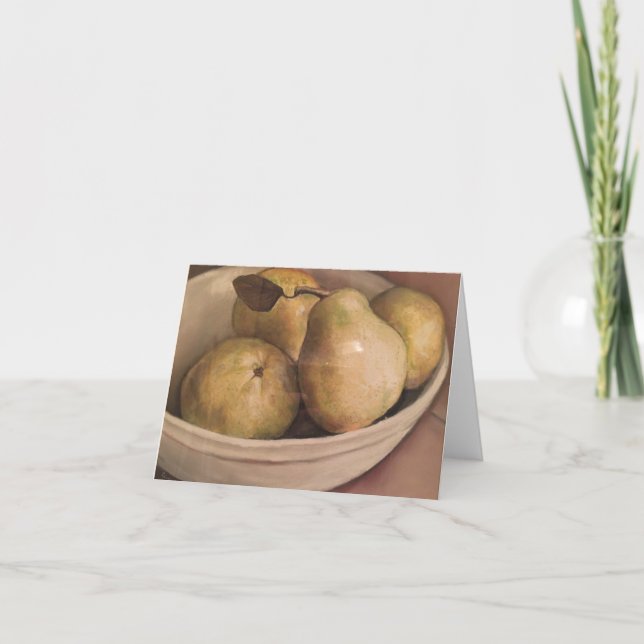 Pears in a Bowl Fruit Art Note Card (Front)
