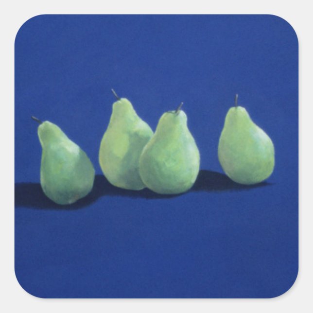 Pears on a Blue Cloth Square Sticker (Front)