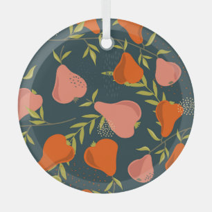 Pears Overlap: Colourful Vintage Wallpaper Glass Tree Decoration