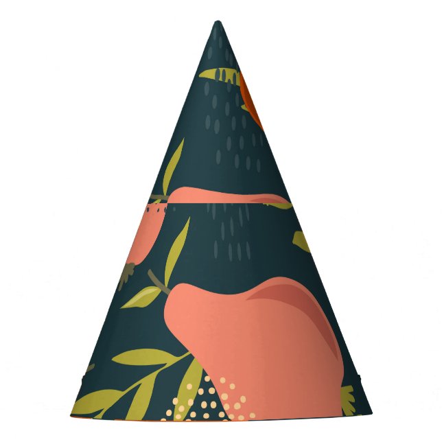 Pears Overlap: Colourful Vintage Wallpaper Party Hat (Front)