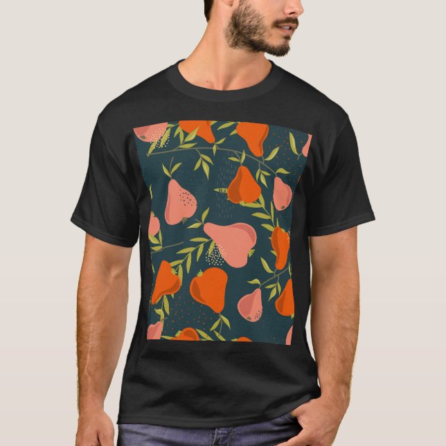 Pears Overlap: Colourful Vintage Wallpaper T-Shirt (Front)