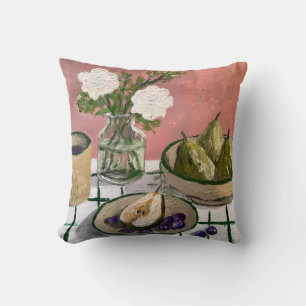 Pears Roses Rustic Floral Fruit, Still Life No.3 Cushion