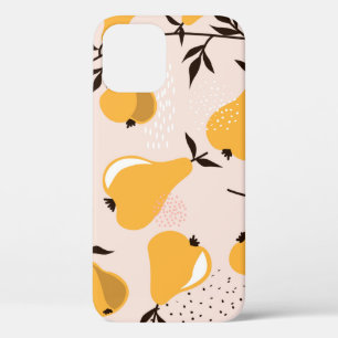 Pears seamless pattern background. Hand drawn illu iPhone 12 Case
