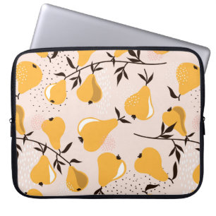 Pears seamless pattern background. Hand drawn illu Laptop Sleeve