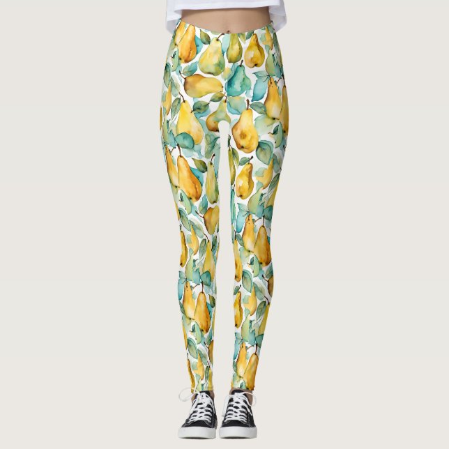 Pears Watercolor Art  Leggings (Front)