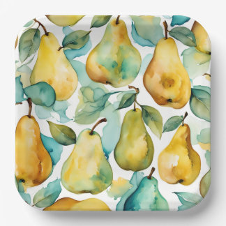 Pears Watercolor Art  Paper Plate