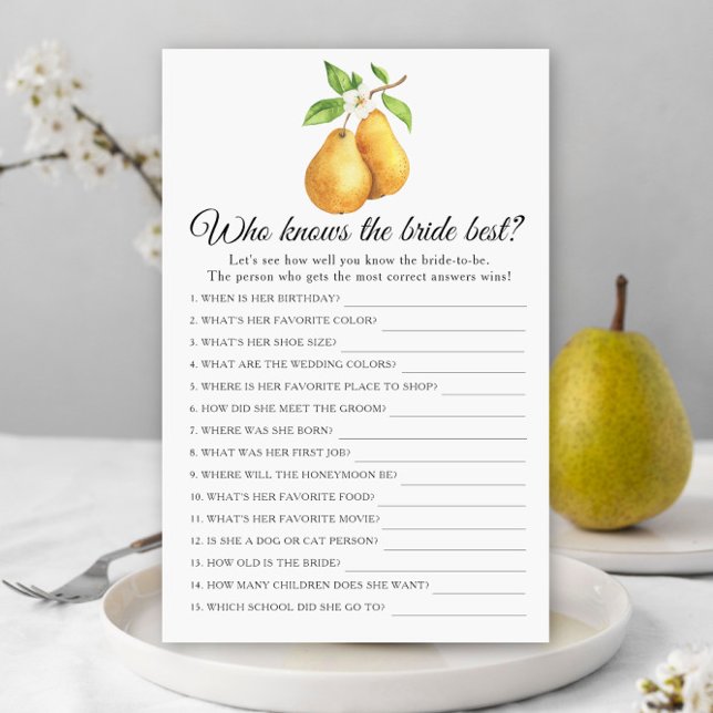 Pears Who knows the bride best (Creator Uploaded)