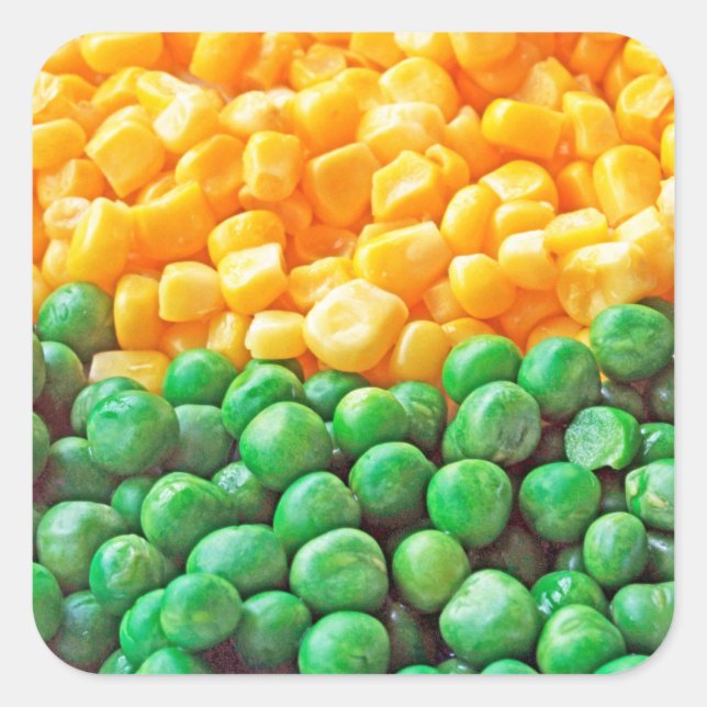 Peas and sweetcorn square sticker (Front)