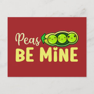 Peas Be Mine Cute Love Pun Funny Valentine's Day Postcard