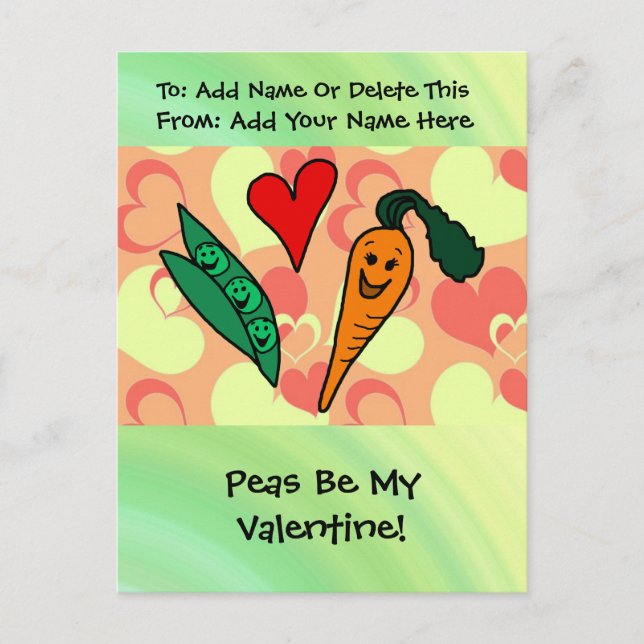 Peas Be My Valentine Holiday Postcard (Front)