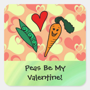 Peas Be My Valentine Square Sticker