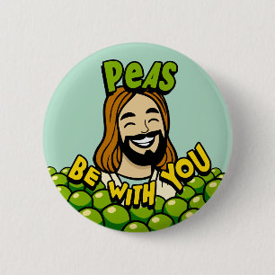 Peas be with you 6 cm round badge