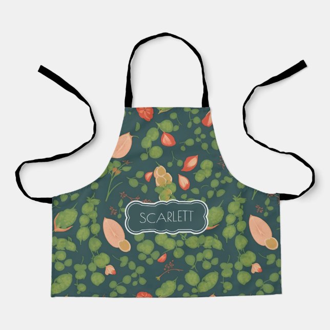 Peas Floral Colourful Personalised Pattern Apron (Front)