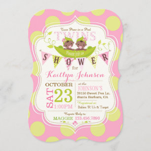 Peas in a Pod African Twins Baby Shower Invitation
