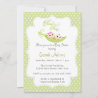 Peas in A Pod Baby Shower Invitation Green