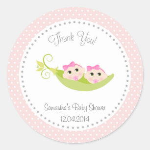 Peas In A Pod Baby Shower Sticker Twin Girls