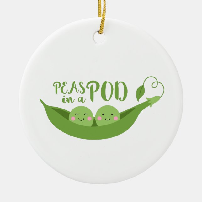 Peas In A Pod Ceramic Tree Decoration (Front)