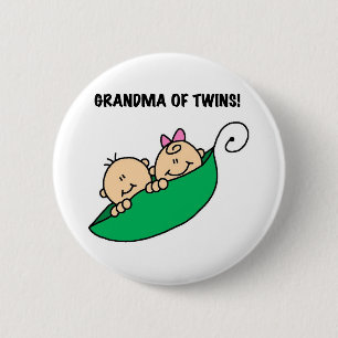Peas in a Pod Grandma of Twins 6 Cm Round Badge