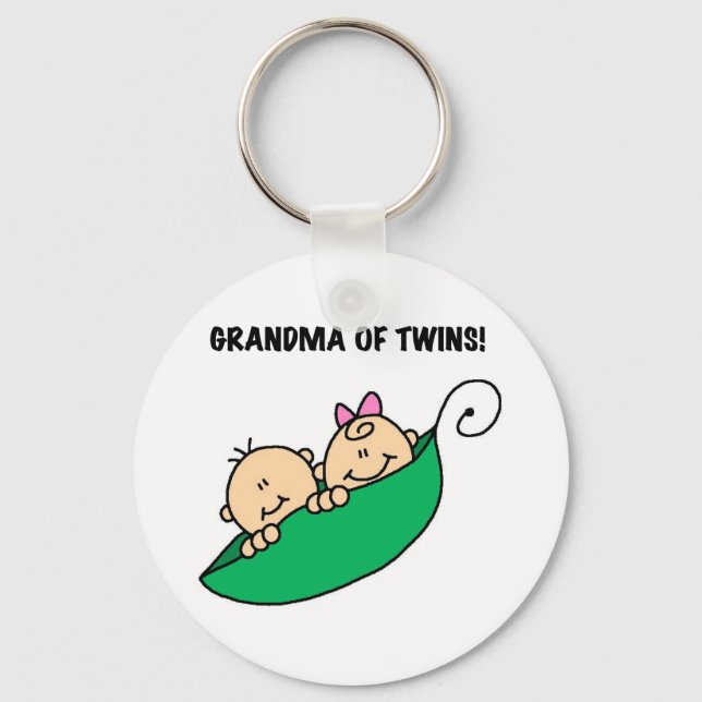 Peas in a Pod Grandma of Twins Key Ring (Front)
