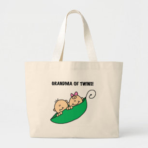 Peas in a Pod Grandma of Twins Large Tote Bag