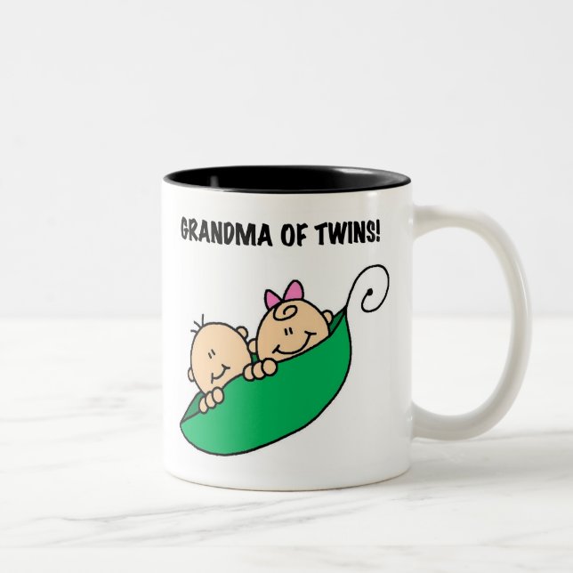 Peas in a Pod Grandma of Twins Two-Tone Coffee Mug (Right)