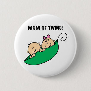 Peas in a Pod Mum of Twins 6 Cm Round Badge