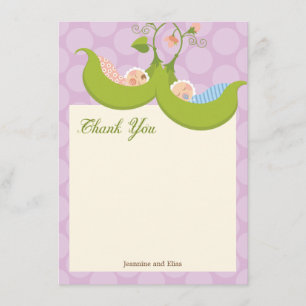 Peas in a Pod Twin Boy Girl Baby Shower Thank You Card