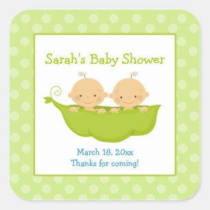 Peas in a Pod Twin Boys Square Favour Sticker