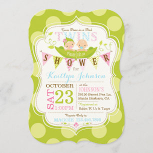 Peas in a Pod Twins Baby Shower Invitation