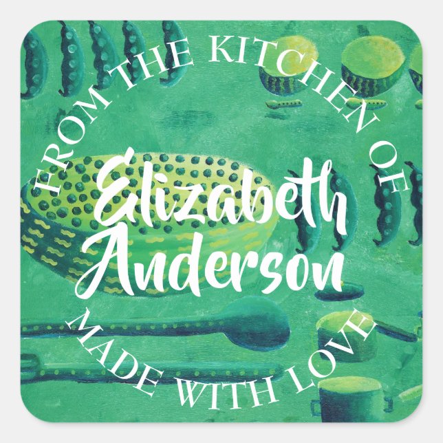 Peas in Bowls From the Kitchen of Square Sticker (Front)