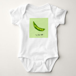 Peas in English, Korean, Hindi Baby Bodysuit