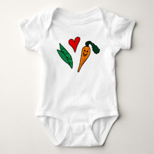 Peas Love Carrots, Cute Green and Orange Design Baby Bodysuit