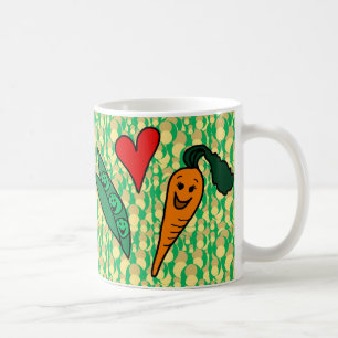 Peas Love Carrots, Cute Green and Orange Design Coffee Mug