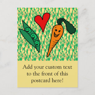 Peas Love Carrots, Cute Green and Orange Design Postcard