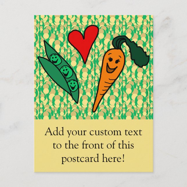 Peas Love Carrots, Cute Green and Orange Design Postcard (Front)