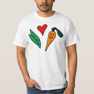 Peas Love Carrots, Cute Green and Orange Design T-Shirt