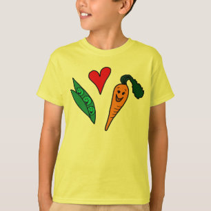Peas Love Carrots, Cute Green and Orange Design T-Shirt