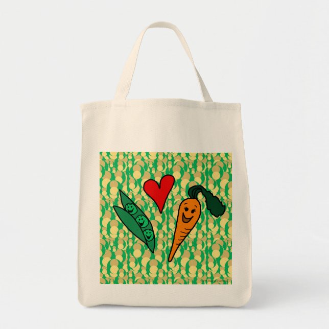 Peas Love Carrots, Reusable Grocery Shopping Bag (Front)