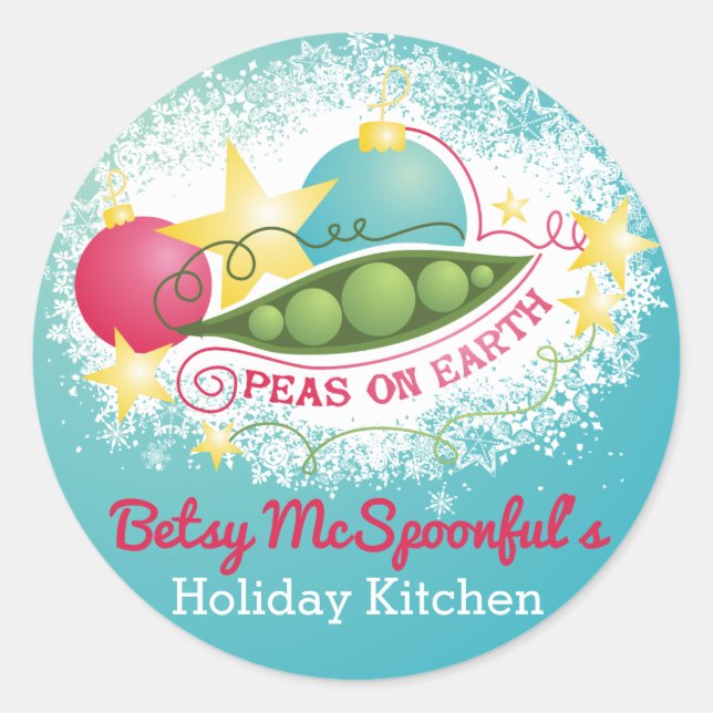 Peas on Earth Christmas food from the kitchen of Classic Round Sticker (Front)