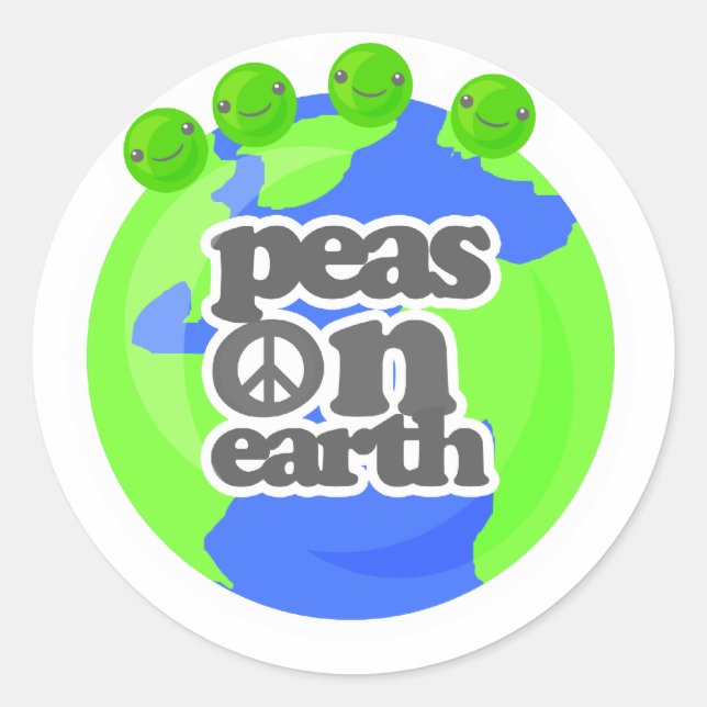 Peas on Earth Classic Round Sticker (Front)