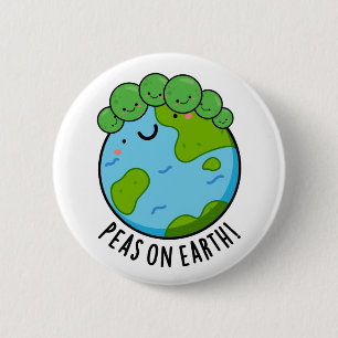 Peas On Earth Funny Veggie Peace Pun  6 Cm Round Badge