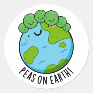 Peas On Earth Funny Veggie Peace Pun Classic Round Sticker