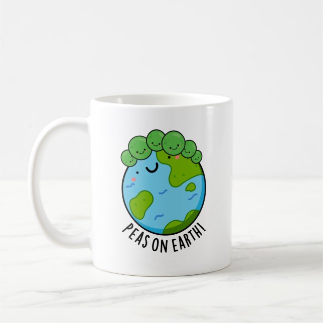 Peas On Earth Funny Veggie Peace Pun  Coffee Mug (Left)