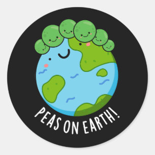 Peas On Earth Funny Veggie Peace Pun Dark BG Classic Round Sticker