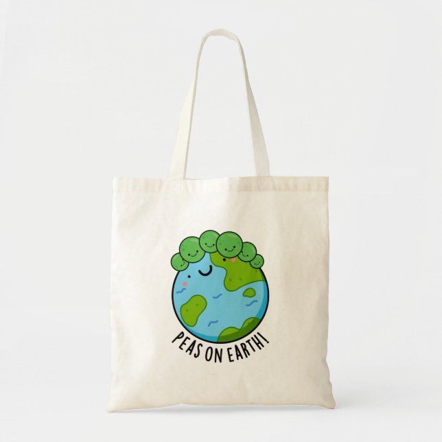 Peas On Earth Funny Veggie Peace Pun  Tote Bag (Front)