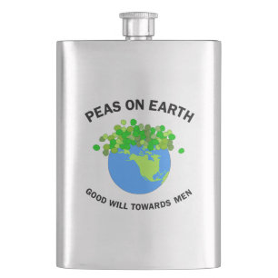 Peas On Earth Hip Flask