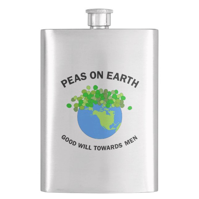Peas On Earth Hip Flask (Front)